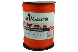Szeroka elektryczna taśma dla koni 40mm x 200m (pomarańczowa) Matador MTR090R
