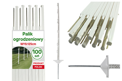 Palik polipropylenowy (słupek) biały 125cm - 100 sztuk