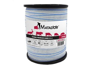 Mocna taśma do ogrodzeń elektrycznych dla koni Matador Premium  MTR150R biała 40mm x 200m 