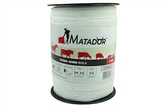 Szeroka taśma elektryczna do pastucha dla koni 4cm x 200m (biała) Matador MTR080R