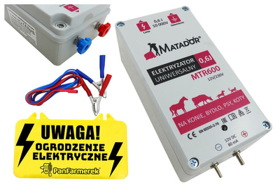 Elektryzator sieciowo-akumulatorowy Matador® MTR600 (0,6 Jula) dla psów, drobiu, koni, kóz, wydr oraz owiec