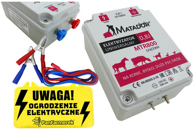 Elektryzator sieciowo-akumulatorowy Matador® MTR800 (0,8 Jula) dla psów, drobiu, koni, kóz, wydr oraz bydła mlecznego