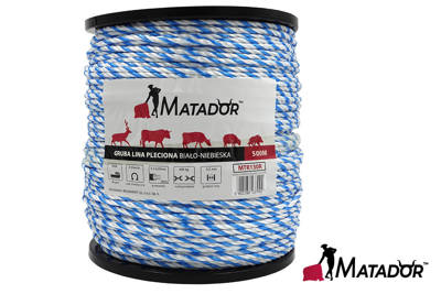 Lina 500 m biało-niebieska MTR130R do pastucha Matador