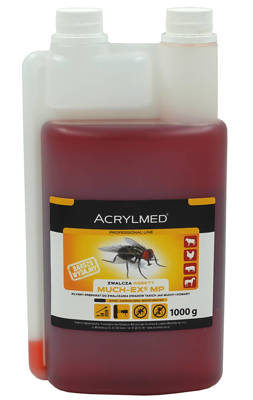 Much-ex MP - płynny środek owadobójczy na muchy, gzy, komary do polewania na grzbiet krów, bydła, koni 1kg