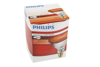 Promiennik, lampa podczerwona 100W Philips (żarówka, kwoka) – czerwona, zbrojona 